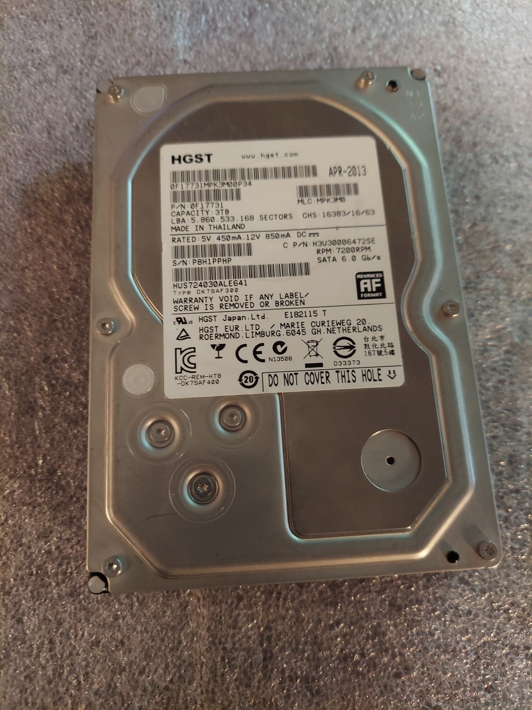 Tested GOOD Hitachi H3U30006472SE 3TB SATA 7200 RPM 3.5" AF HDD Hard Disk Drive