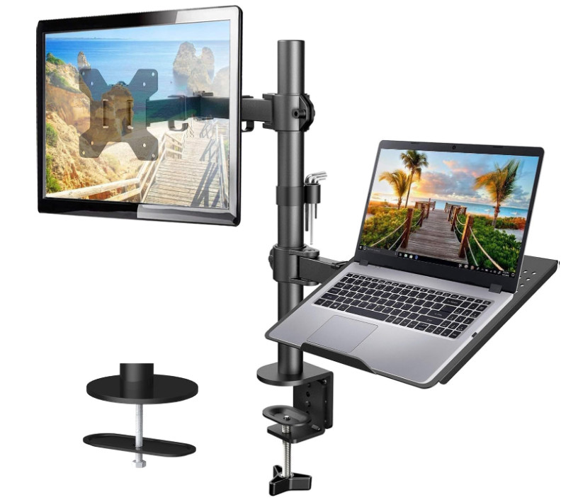 Soporte de Escritorio para Monitor y Laptop Ajustable VESA con Bandeja 16''