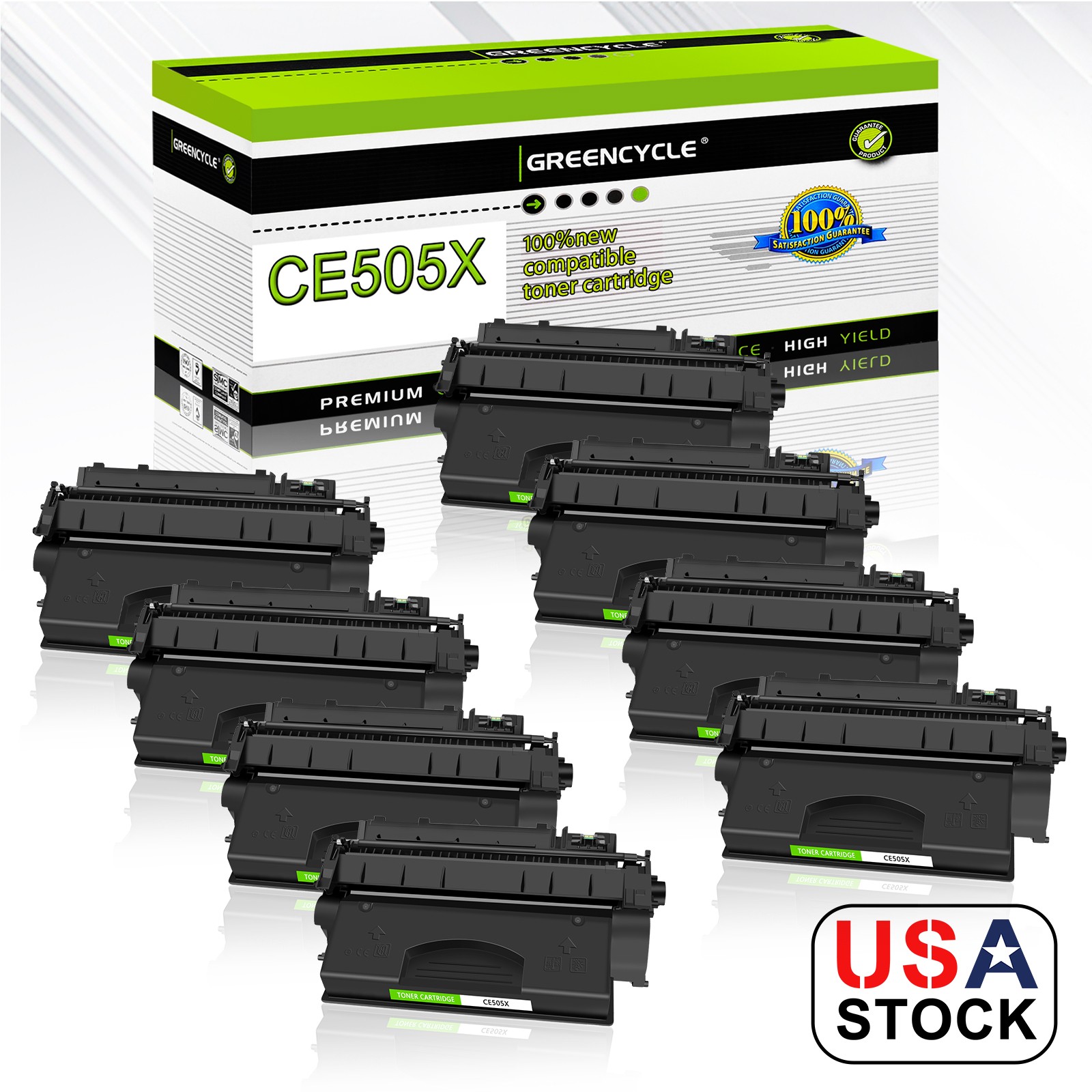 8 Pack High Yield Black CE505X 05X Toner for HP Laserjet P2055x P2055dn P2055d