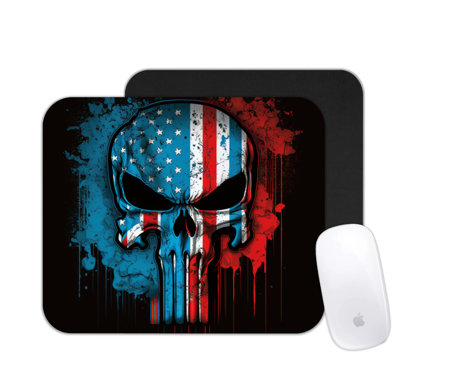 American Flag Punisher Mouse Pad | Patriotic Skull Desk Mat | Custom Action Gift