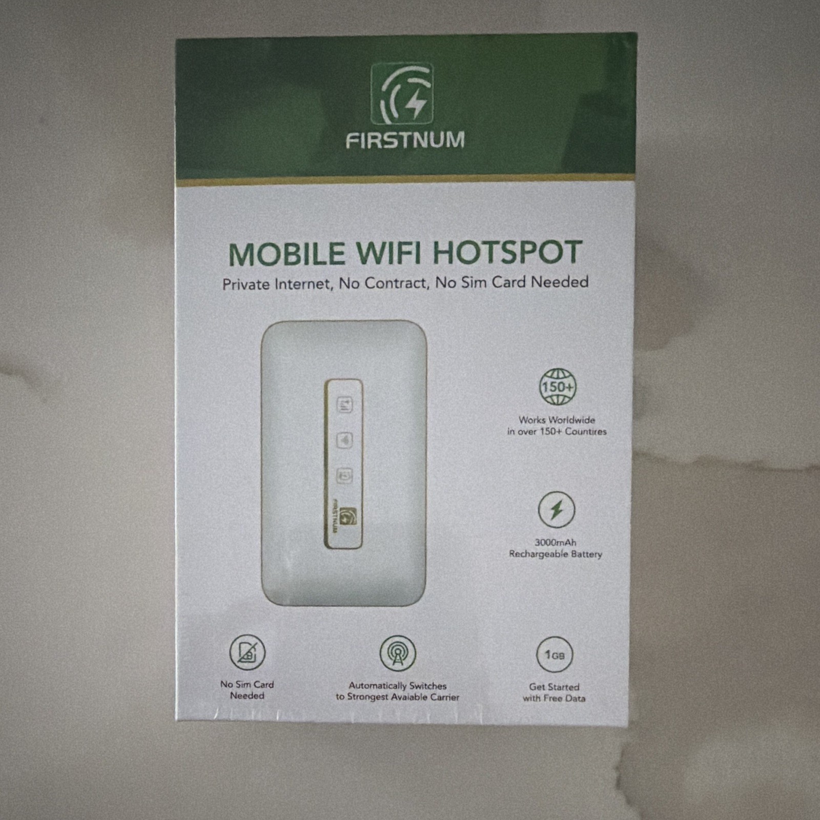 FIRSTNUM 4G LTE Wi‑Fi Hotspot Modem Wi‑Fi 6 Unlocked USB‑C White
