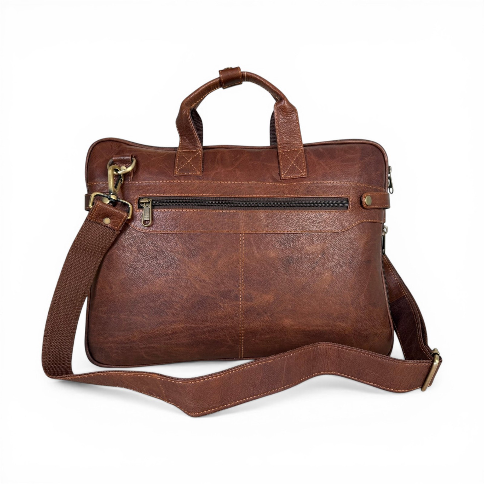 Men's Genuine Leather Laptop Briefcase Messenger Bag Trolley Sleeve Work Office