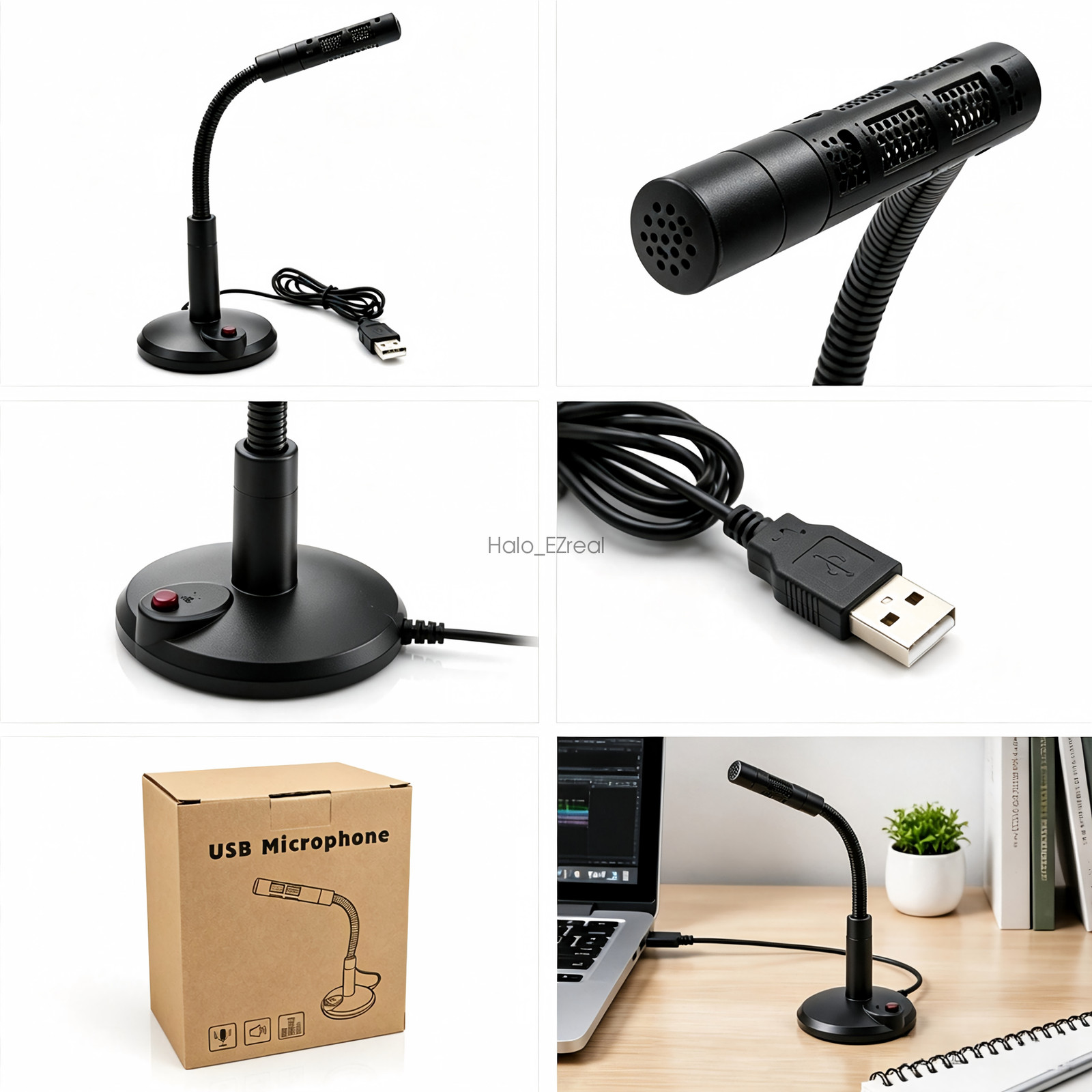 Desktop Mini Condenser Microphone USB Computer Mic Recording For Laptop PC