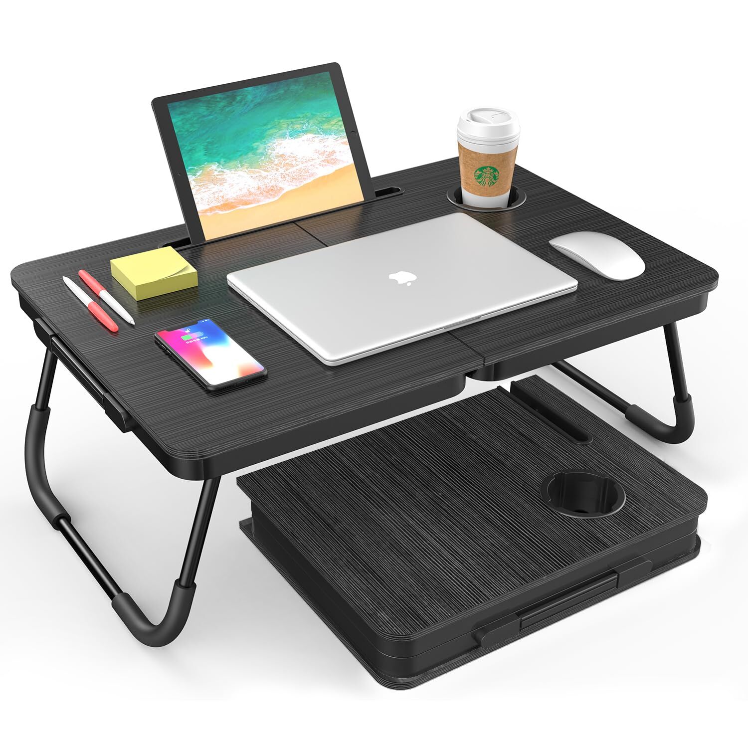 Mesa De Ordenador Escritorio Para Cama Laptop Portatil Plegable con portavasos