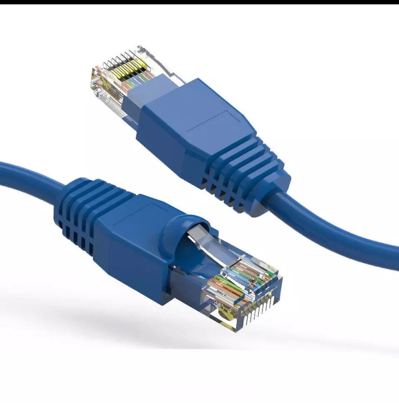 (10 Pack) 7 Ft Blue Cat6A,  UTP Booted Cable, Ethernet Cable
