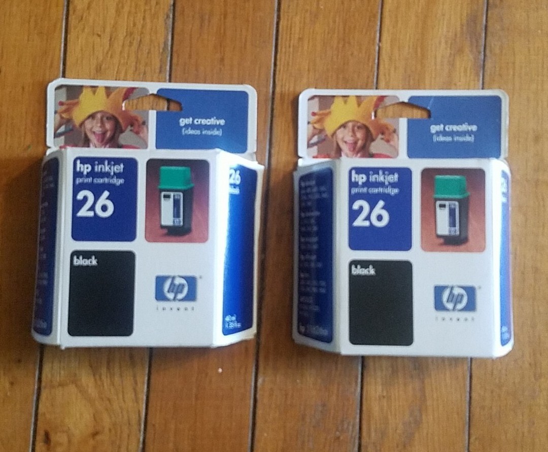 2 pcs HP 26 51626A Black Ink Cartridge Sealed NEW Genuine OEM Exp 2004 2005