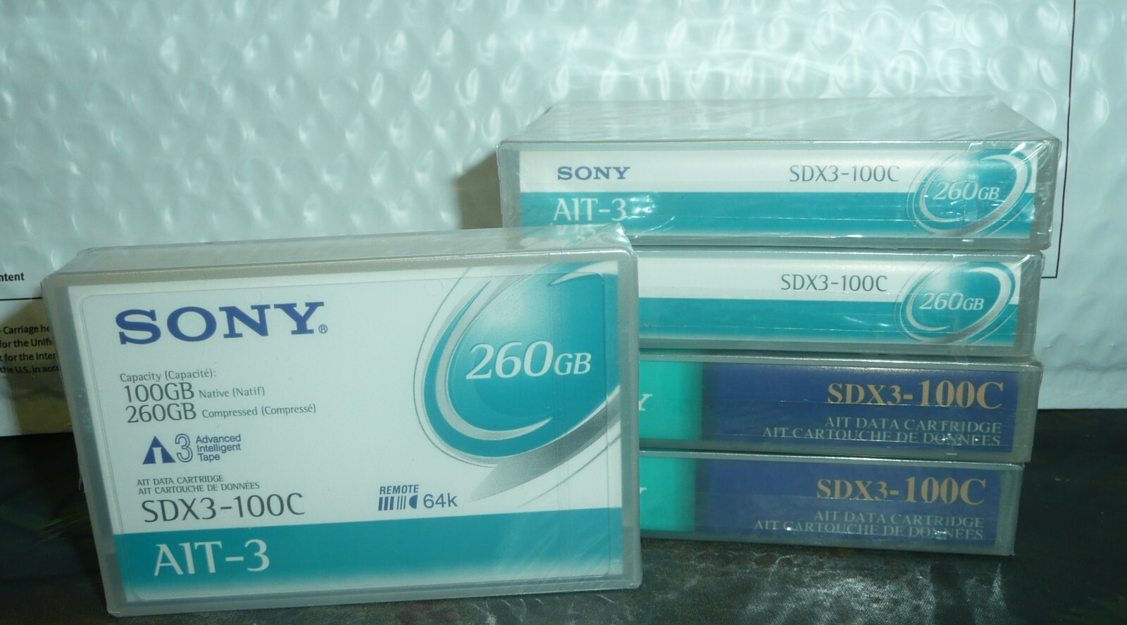 Lot of 5 NEW Sony 100GB 260GB SDX3-100C AIT-3 Tape Data Cartridge
