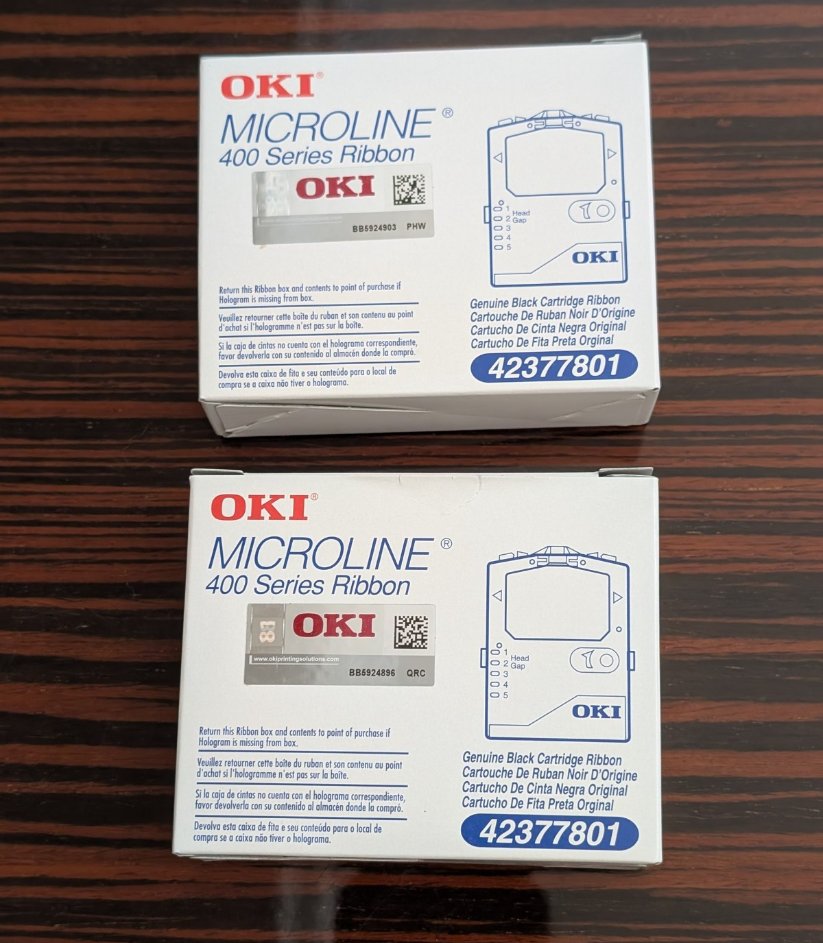 OKI 42377801 Black Ribbon ML420 421 ML490 491 Lot of 2
