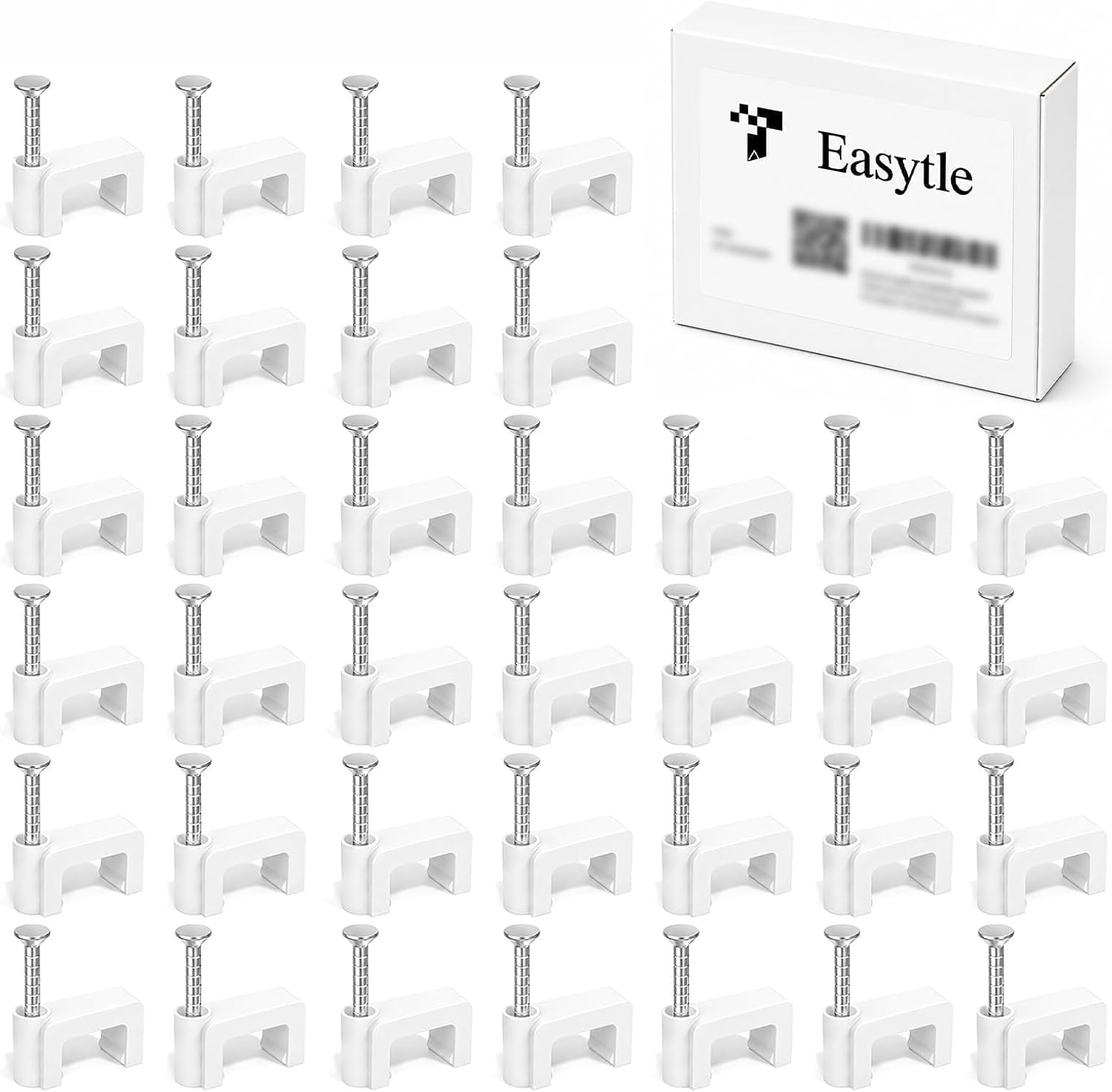 Easytle 200 Pcs 8Mm Cable Clips Nail in Flat Ethernet Cable Wall Clips for Cords