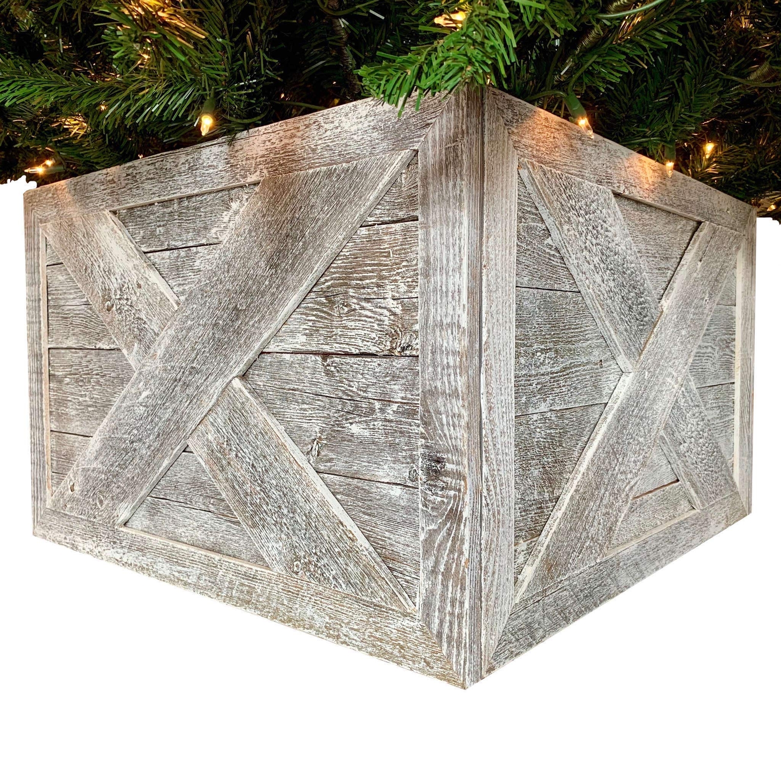 23 Natural Weathered Gray Whitewash Christmas Tree Collar