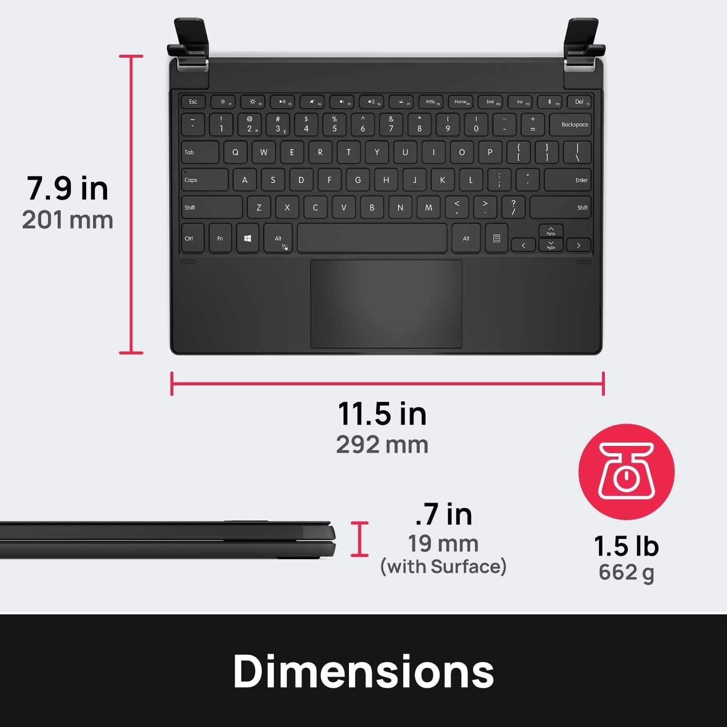 Brydge 12.3 Pro+ Wireless Keyboard + Trackpad for Surface Pro 7/6/5/4  - BRY7012