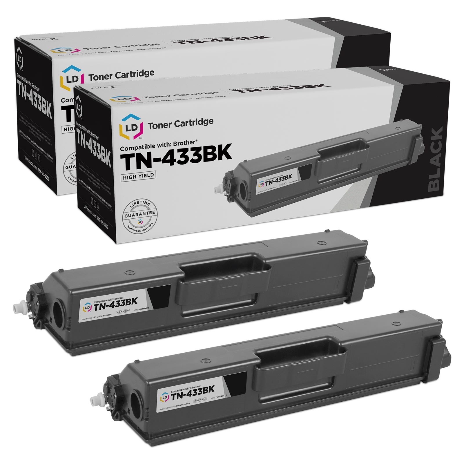 LD Compatible Brother TN431 / TN433 Set of 2 High-Yield Black Toner Cartridges