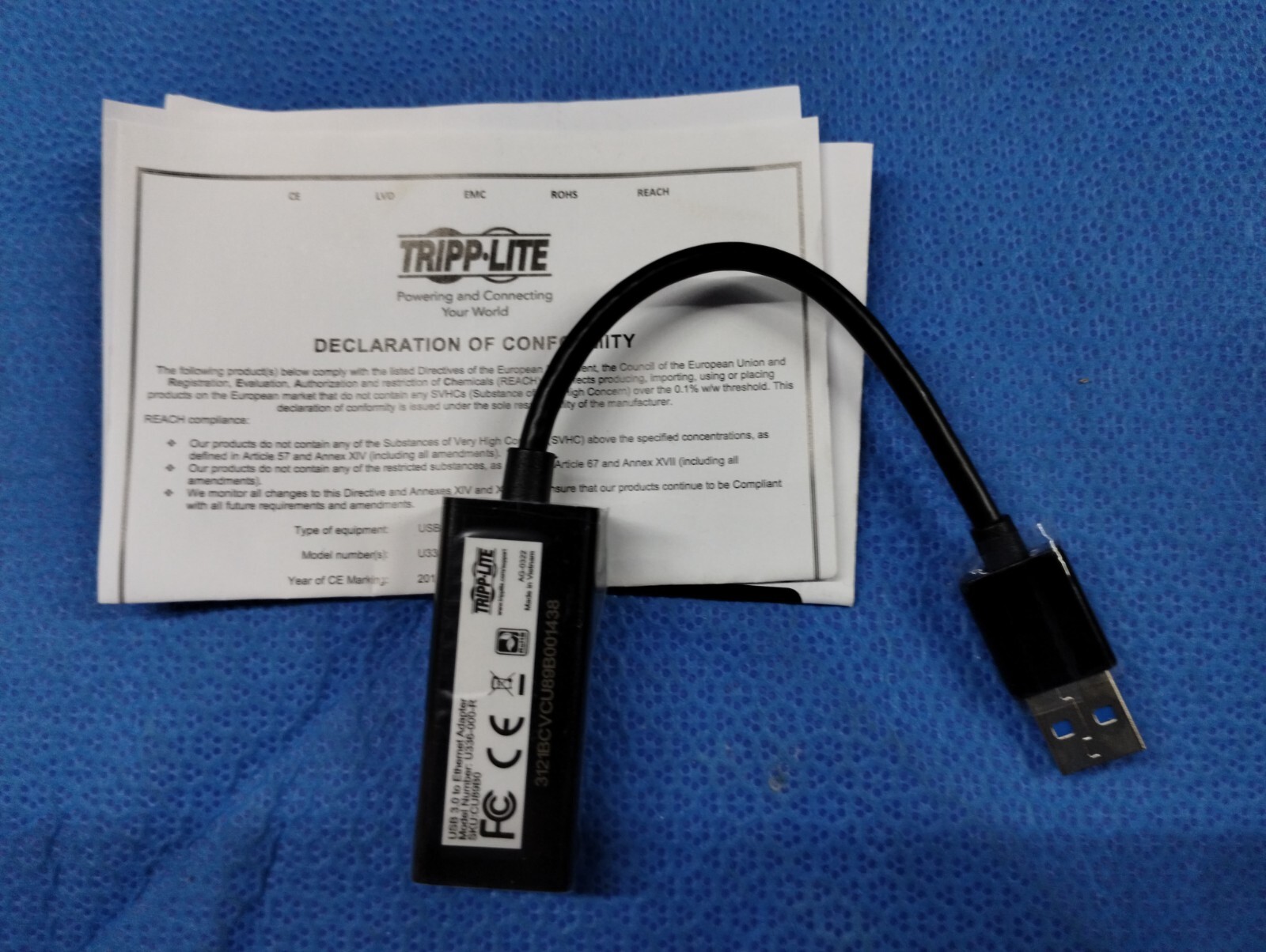 Tripp-Lite - USB 3.0 Gigabit Ethernet ADAPTER - Black - NEW