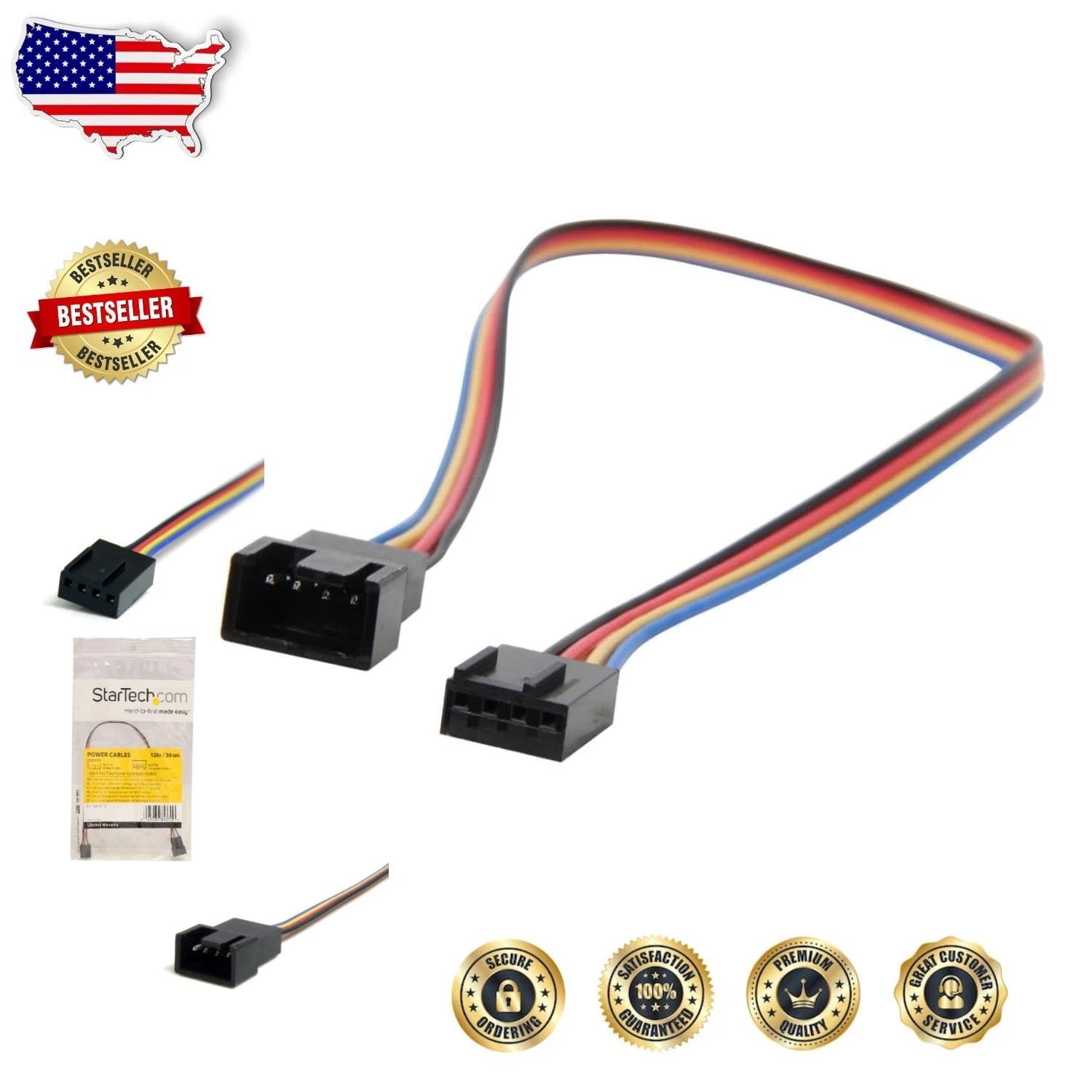 High-Quality 1ft 4-Pin PWM Fan Cable Extender - M/F - Computer Cooling Solution