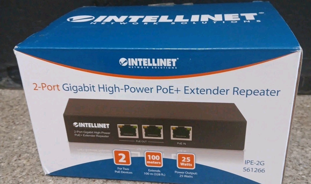 INTELLINET 2-Port Gigabit HIgh-Power PoE+ Extender Repeater