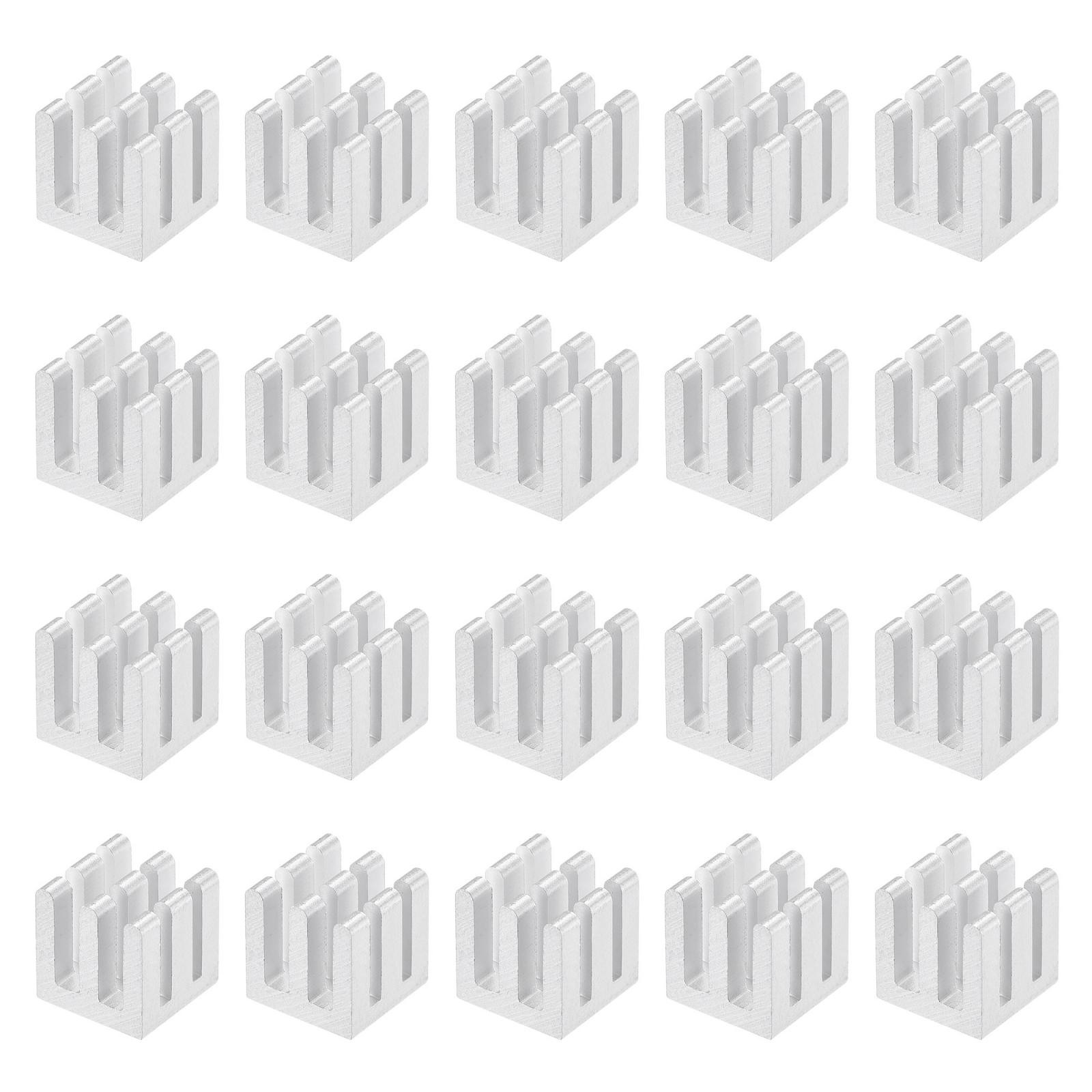 10x10x10mm Silver Tone Sticky Aluminum Heatsink Electronic Radiators 20 Pcs