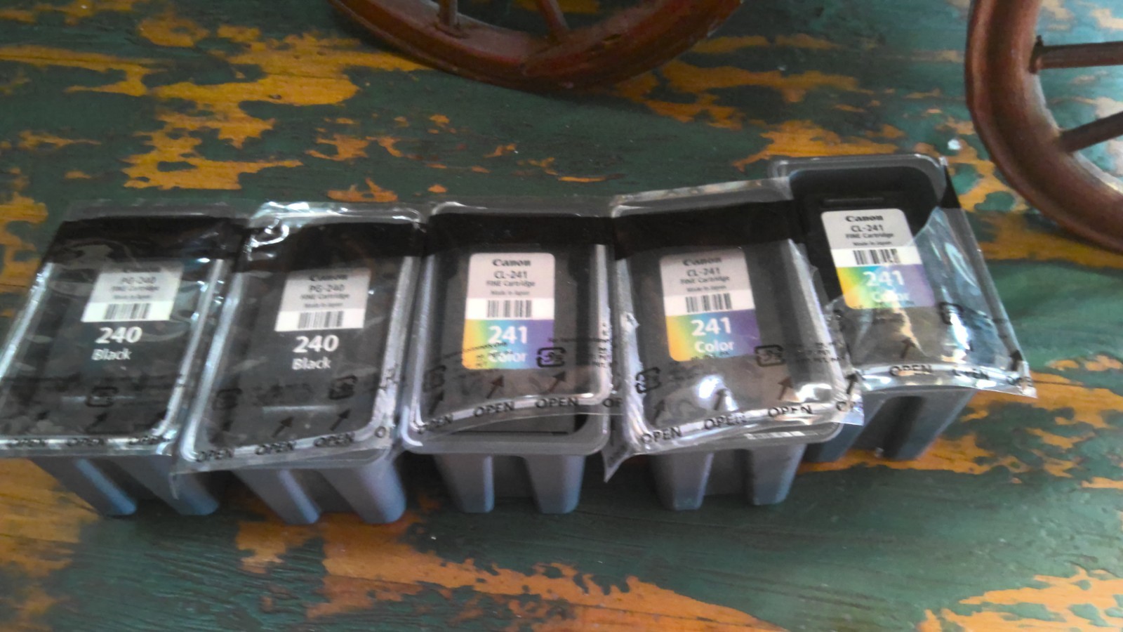 5 VIRGIN EMPTY GENUINE CANON INK CARTRIDGES-3-241 COLOR & 2 240 BLACK