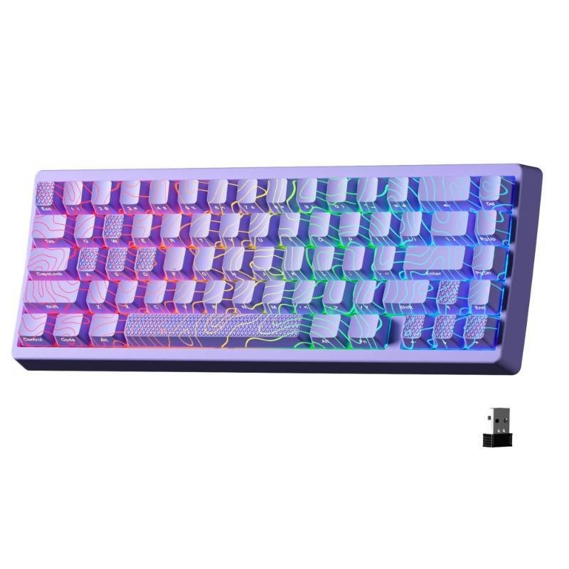 HITIME x XVX M67 60% Keyboard Topographic Keycaps QMK/VIA Tri-Mode RGB Purple