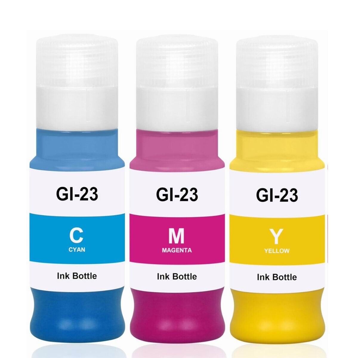 3pk GI-23 CMY Compatible Ink Bottle Replacement for Canon GI-23 Refill