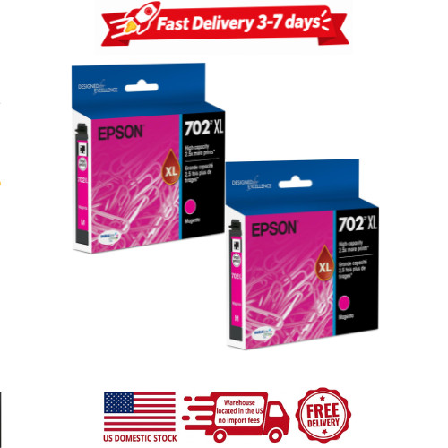 2 pack epson 702 xl, magenta ink cartridge, high-capacity