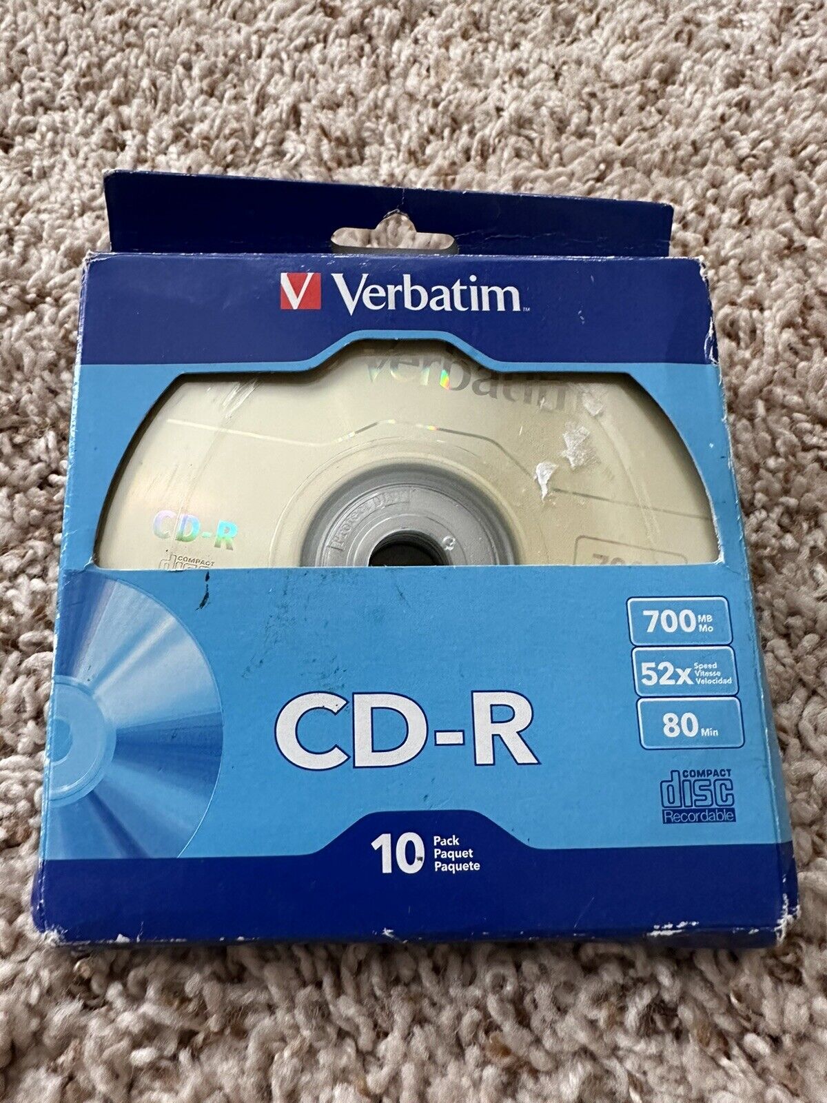 NEW Verbatim #97955 CD-R Recordable Disc, 700MB, 52x, 80 Min, Silver, 10/Pack