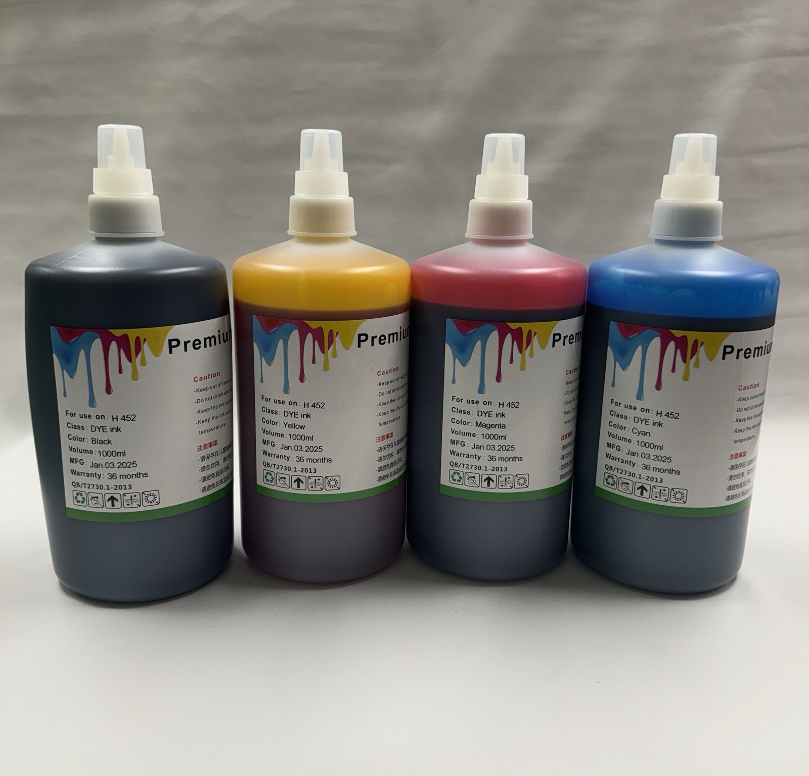 4x 1000ml Premium Dye Refill Ink HP PageWide Pro 452dw 452dn BKCMY Set