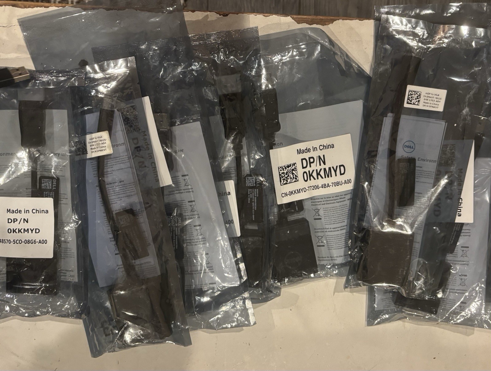 Lot of 8 New Genuine Dell DisplayPort to DVI Single Link Adapter Cable 0KKMYD