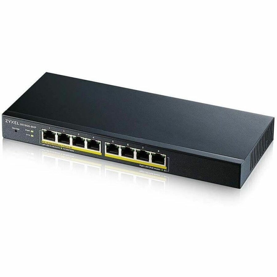 ZYXEL GS1900-8HP REV 03F 8-Port Gigabit Smart Managed PoE Switch | 8 PoE+ Ports