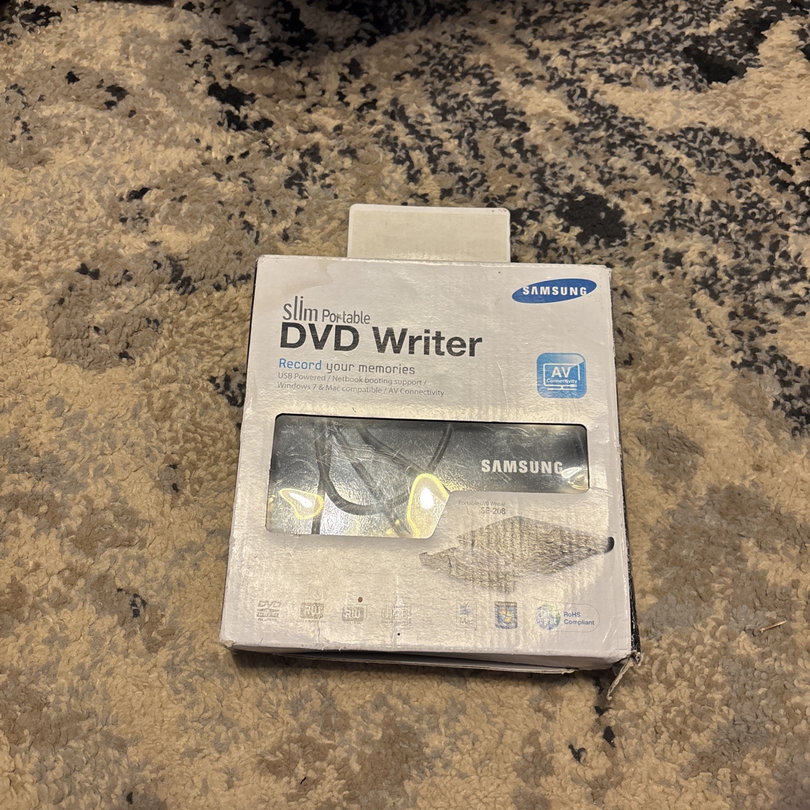 Samsung Slim Portable DVD Writer- SE-308A B/TSBS.  Open Box. CD & Cord Included