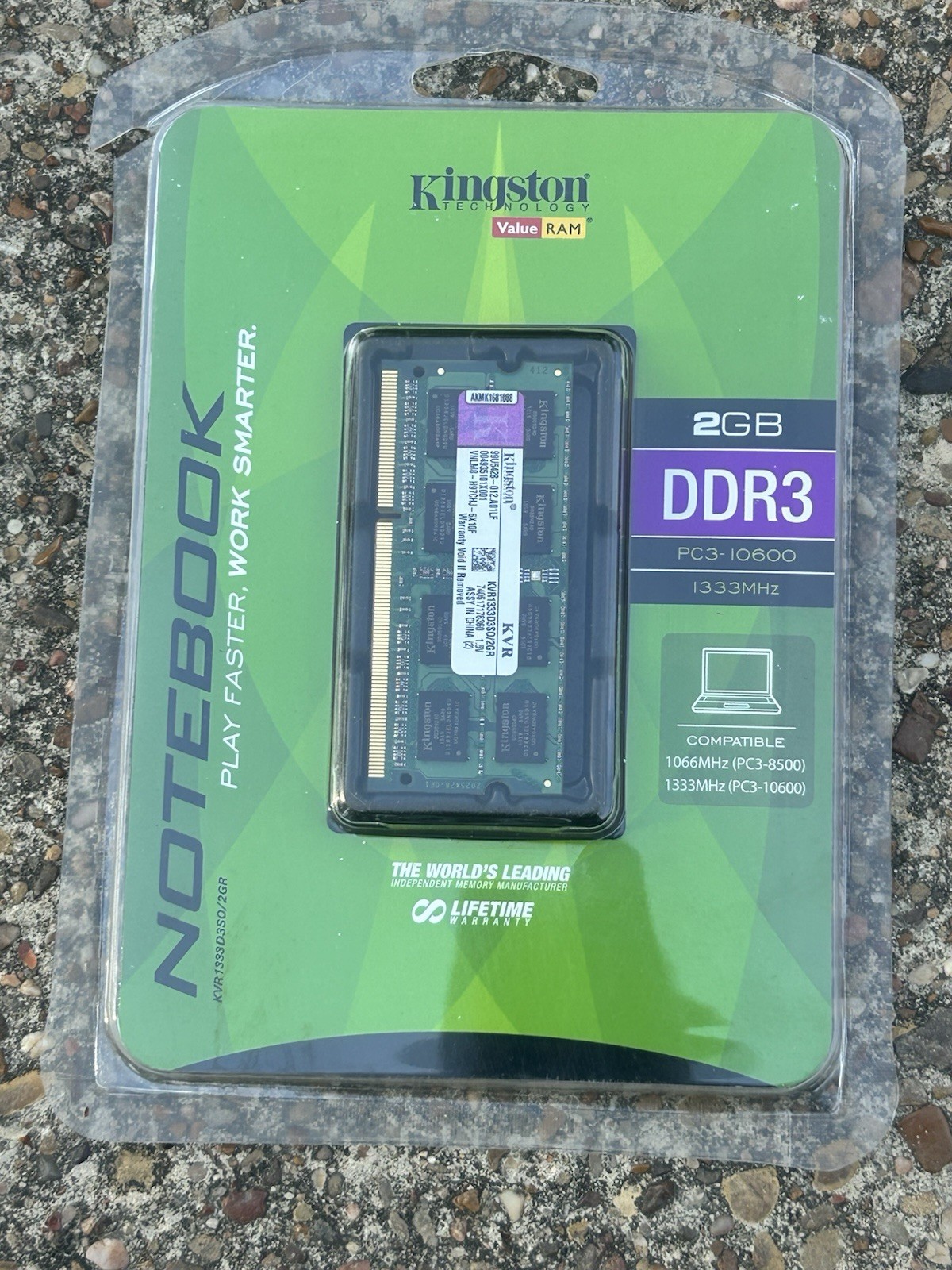 Kingston 2GB DDR3 1333MHz PC3-10600S Laptop RAM New Old Stock Never Used AS-IS