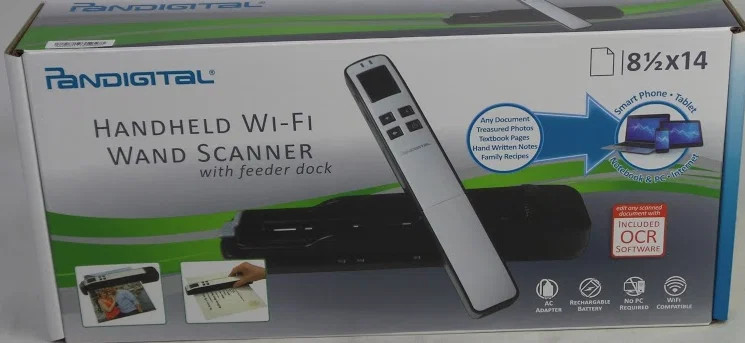 Pandigital Handheld Wi-Fi Wand Scanner S8X1103 w/ Feeder Dock Leopard