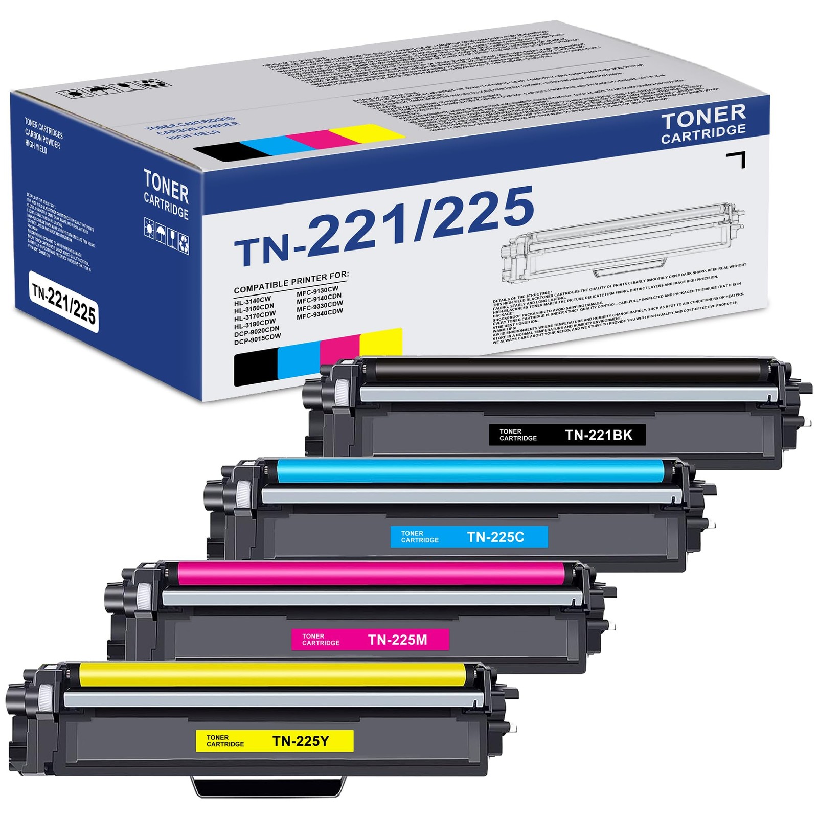 MOLIMER TN225 Toner Cartridges High Yield Replacement Brother TN221 TN-225