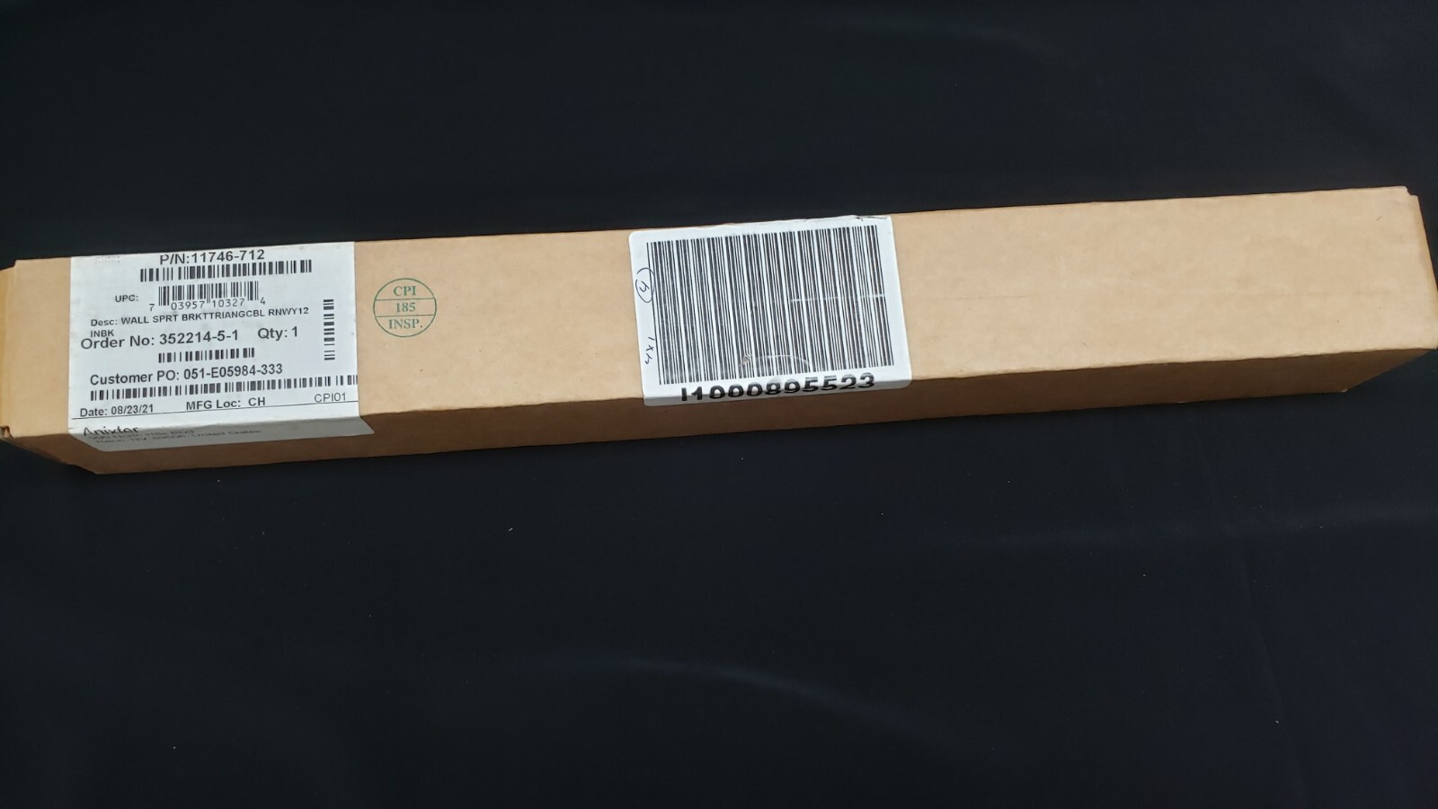 CPI 11746-712 Triangular Support Bracket for Cable Runway Steel 12" Wide Black