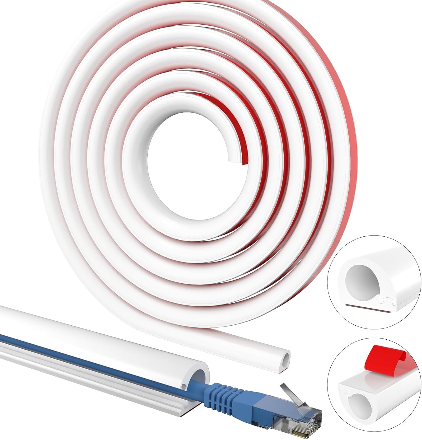 39”-197'Wall Cable Hider Flexible Wire Cord Management Self-Adhesive Cord Covers