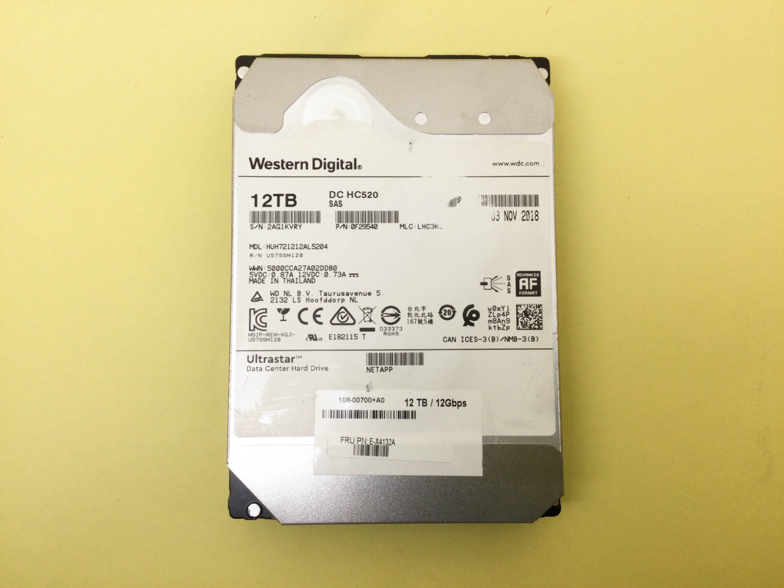 Netapp WD DC HC520 12TB 7.2K SAS 12Gbps 256MB 3.5" HDD HUH721212AL5204