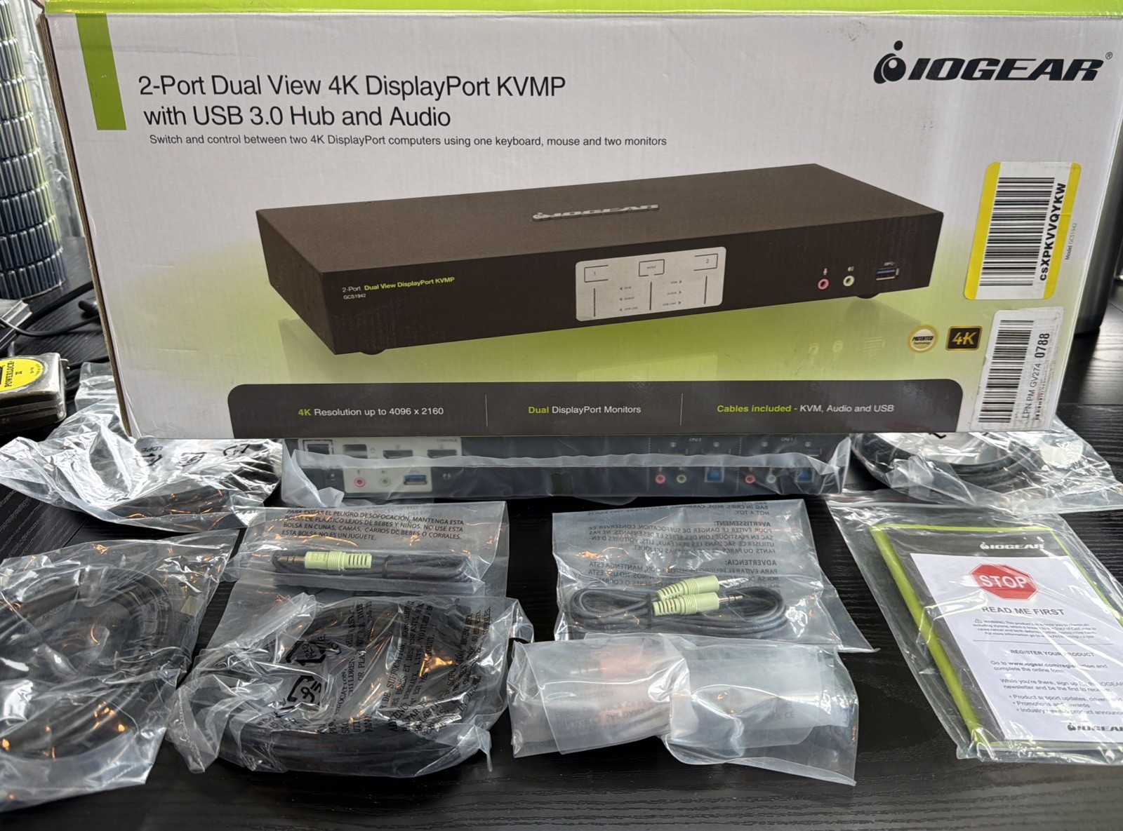 IOGEAR 2-Port Dual View 4K DisplayPort KVMP with USB 3.0 and Audio GCS1942