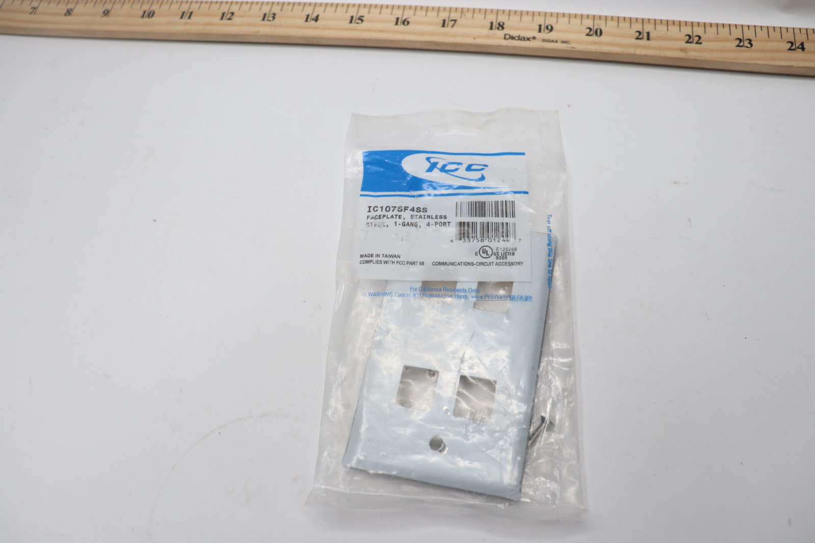 ICC Faceplate Stainless Steel Single Gang 4-Port IC107SF4SS