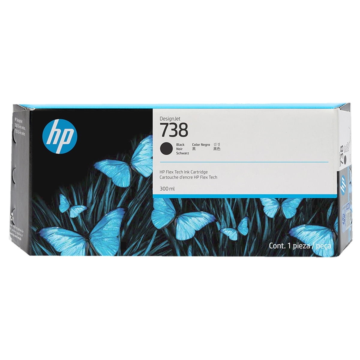 HP 738 Black DesignJet Ink Cartridge, High-Capacity 300ml, Pigment Ink for