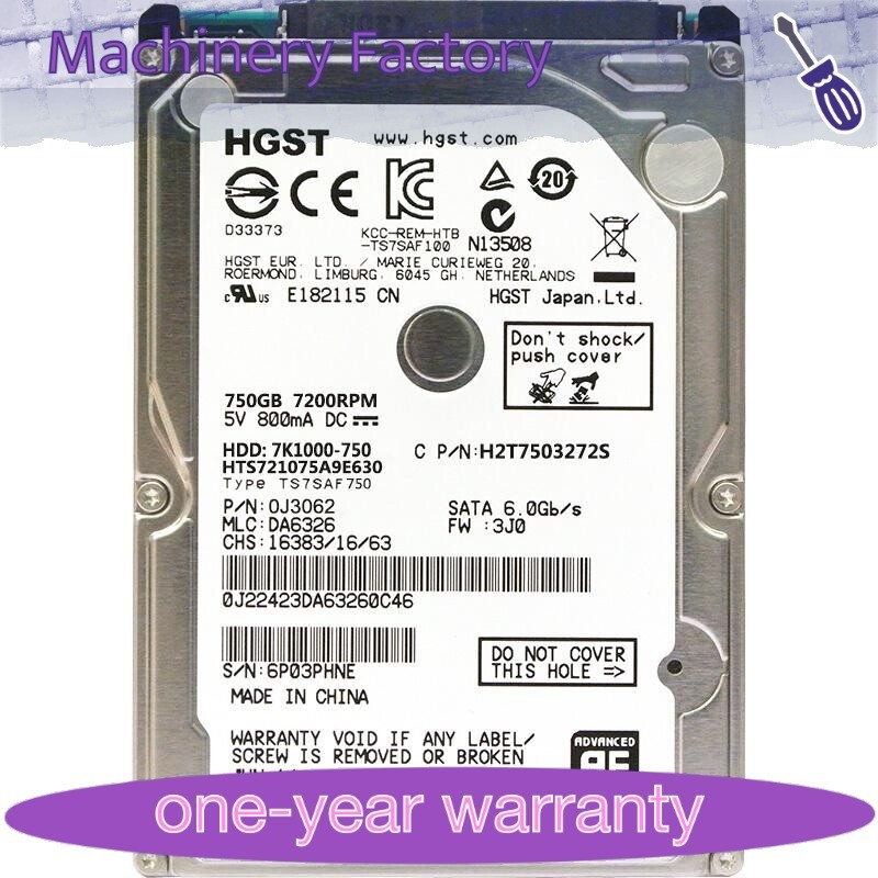 New Hitachi 750GB HTS721075A9E630 7200RPM 16MB SATA 2.5" Laptop Hard Disk Drive
