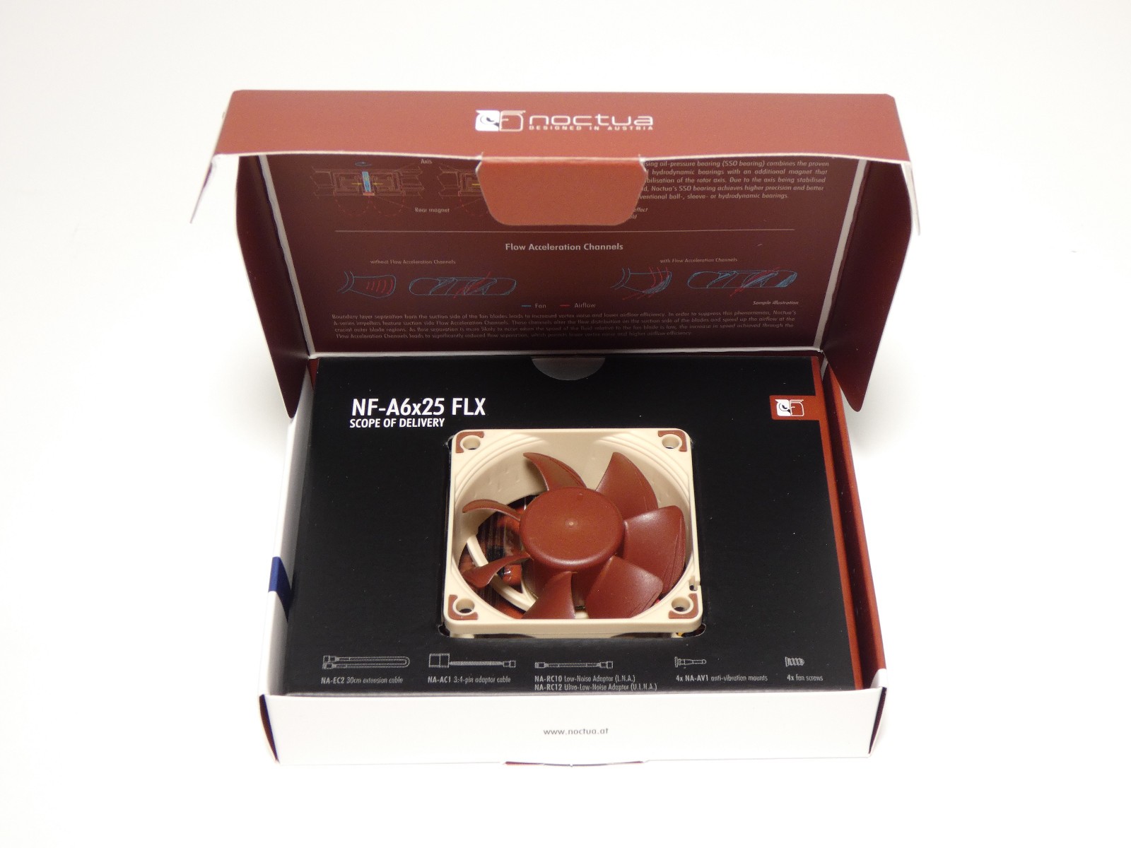 Noctua NF-A6x25 FLX Fan 60mm 3-Pin 12V 2.36"L x 0.98"W x 2.36"H Open Box