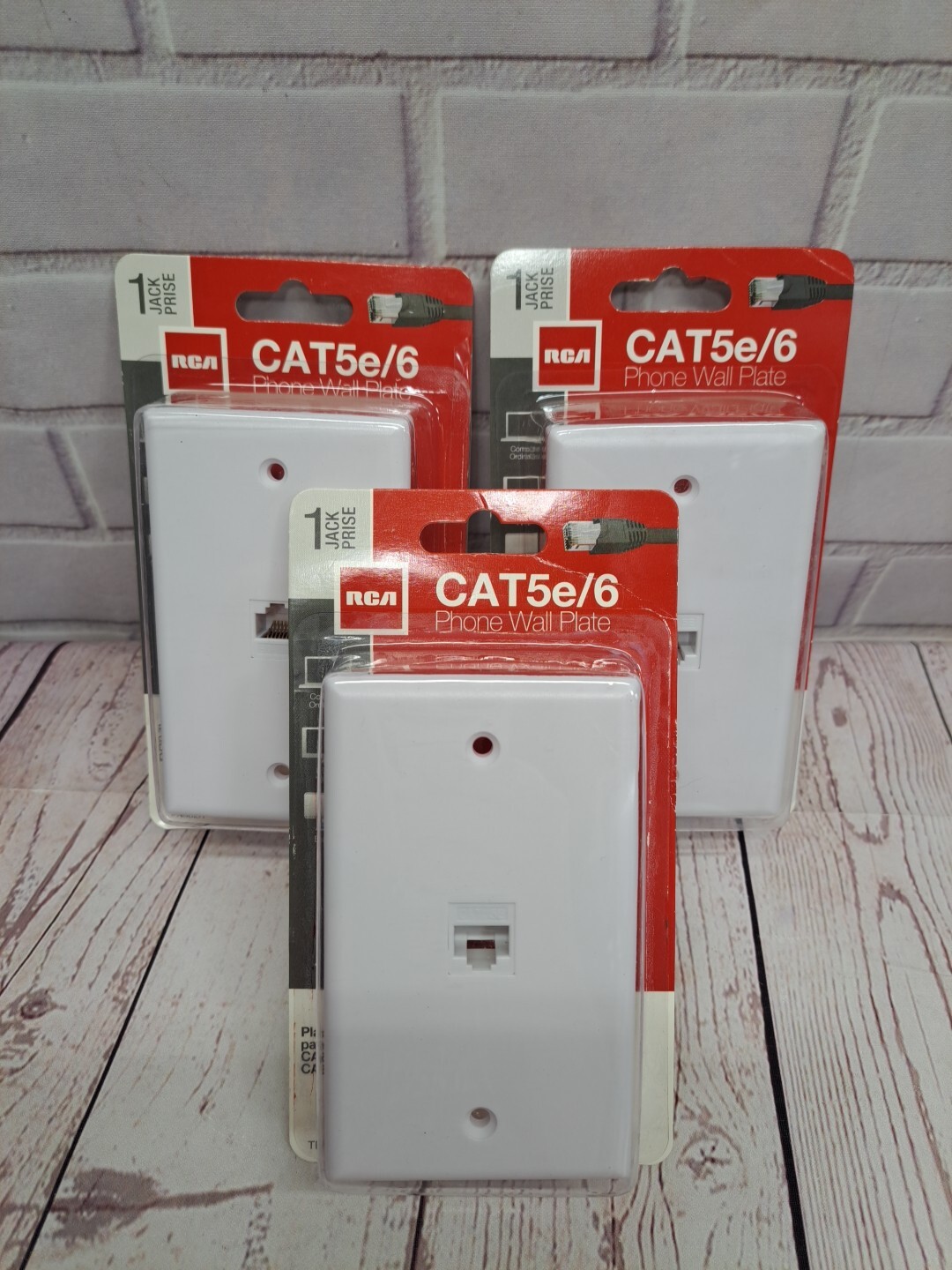 3 Pack Lot, RCA CAT5e/6 Network/ Phone Wall Plate Jack New In Pack