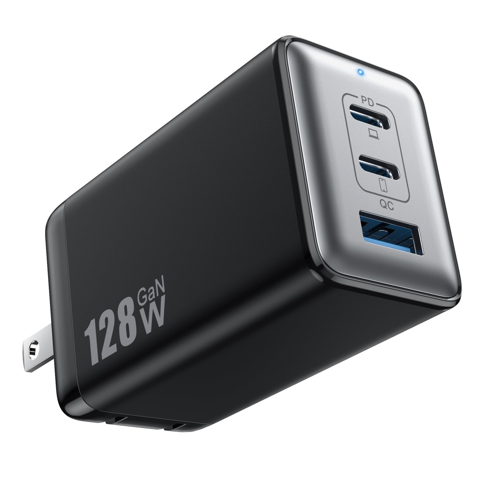 128W USB C Wall Charger,GaN III 3-Port Fast Charging Station,PD 128W, Black