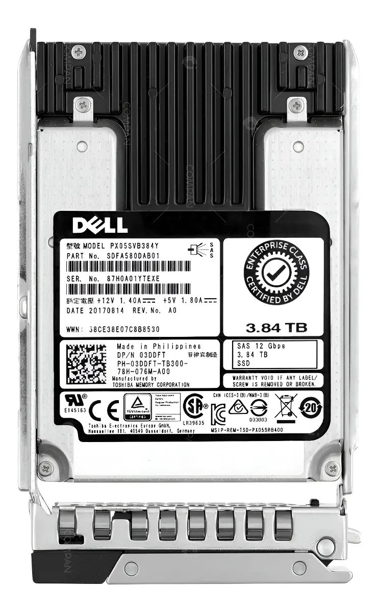 3DDFT DELL 3.84TB 12Gb/s MU MLC SAS 2.5'' SFF ENTERPRISE SSD PX05SVB384Y 03DDFT