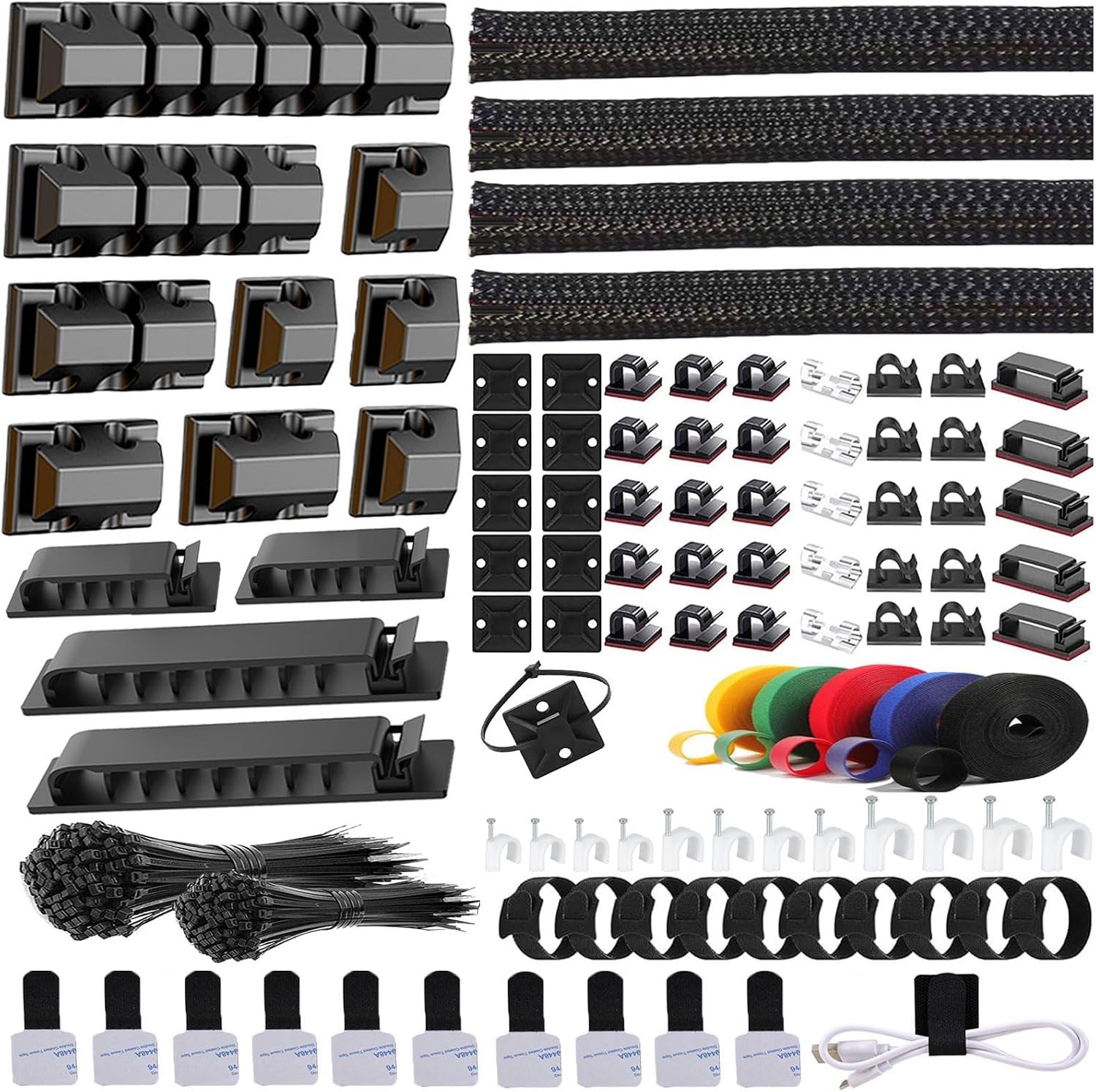 327 PCS Cable Management Kit 4 Cable Cable Sleeves,65 Cable Clips.....