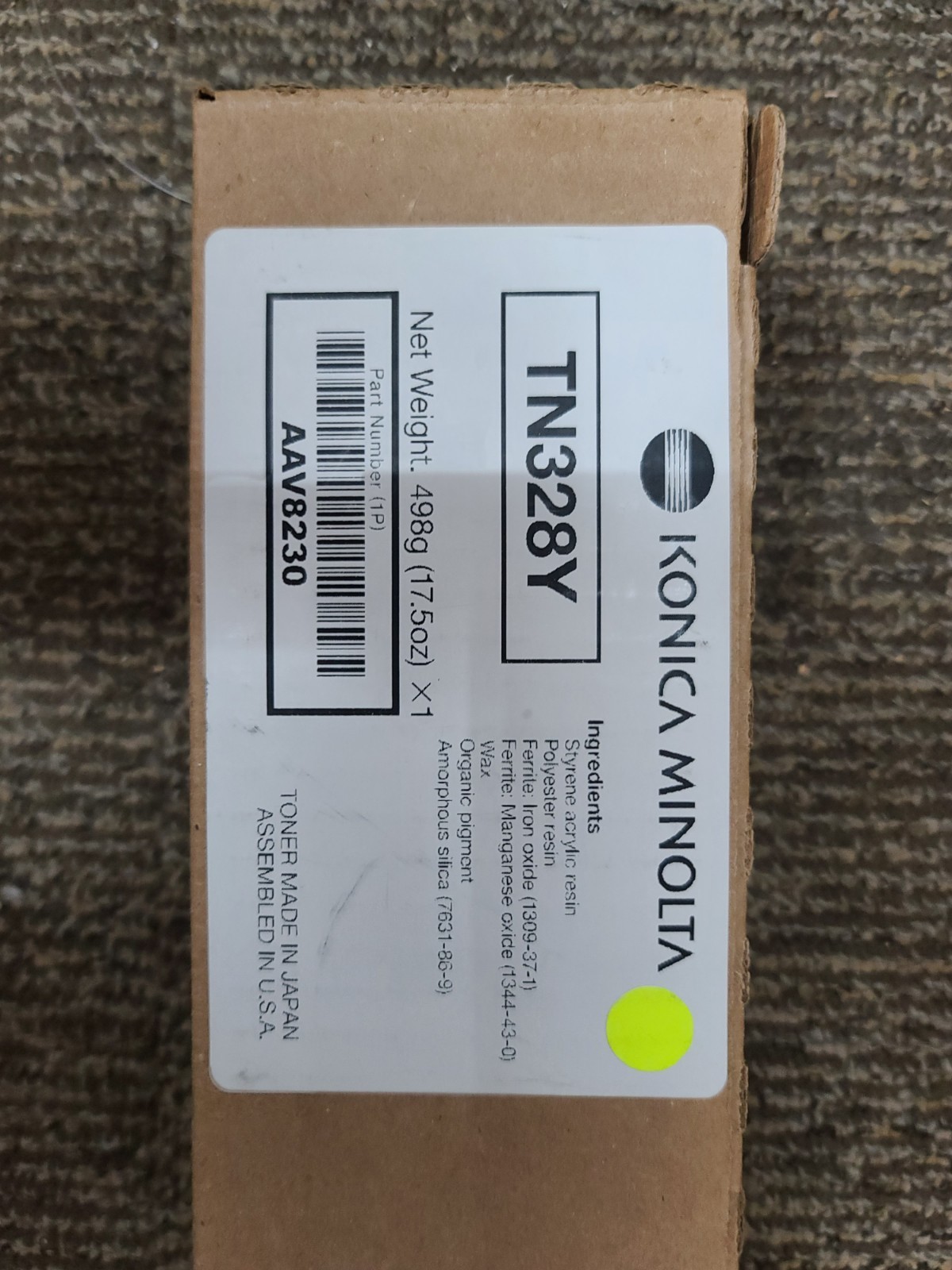 Konica Minolta TN328Y Yellow Toner AAV823H 250g Genuine New OEM ^