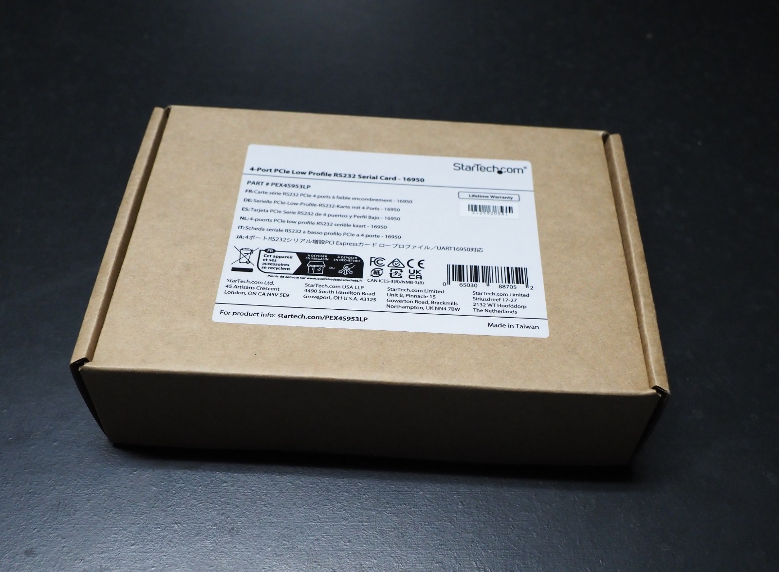 NIB StarTech.com PEX4S953LP 4-Port PCI Express RS232 Serial Adapter Card - 16950