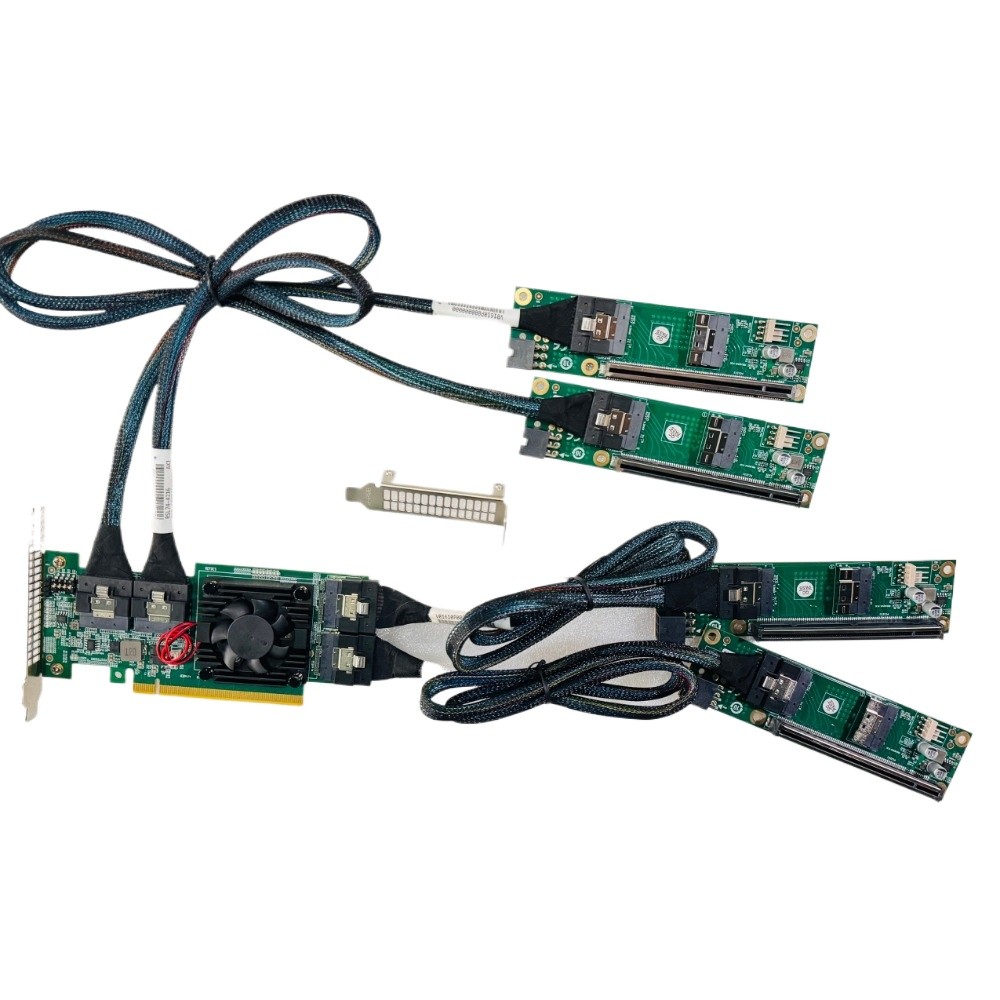 PLX8749 Expansion Card 4*SFF-8654 8I PCI-E X16 + 4*Baseplate 4*Cable X8X8X8X8