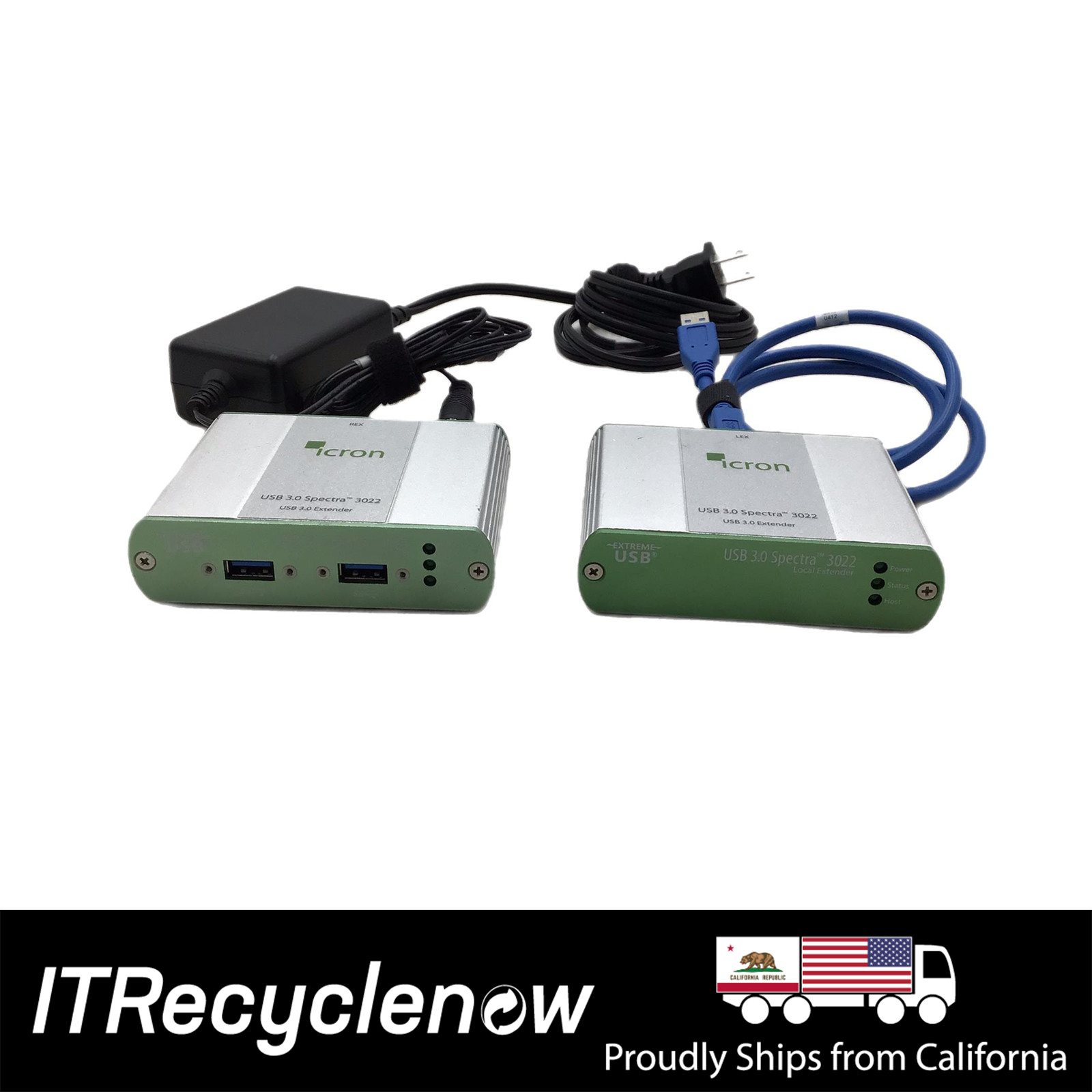 Icron USB 3.0 Spectra 3022 Two‑Port Multimode Fiber Extender System (328 ft)