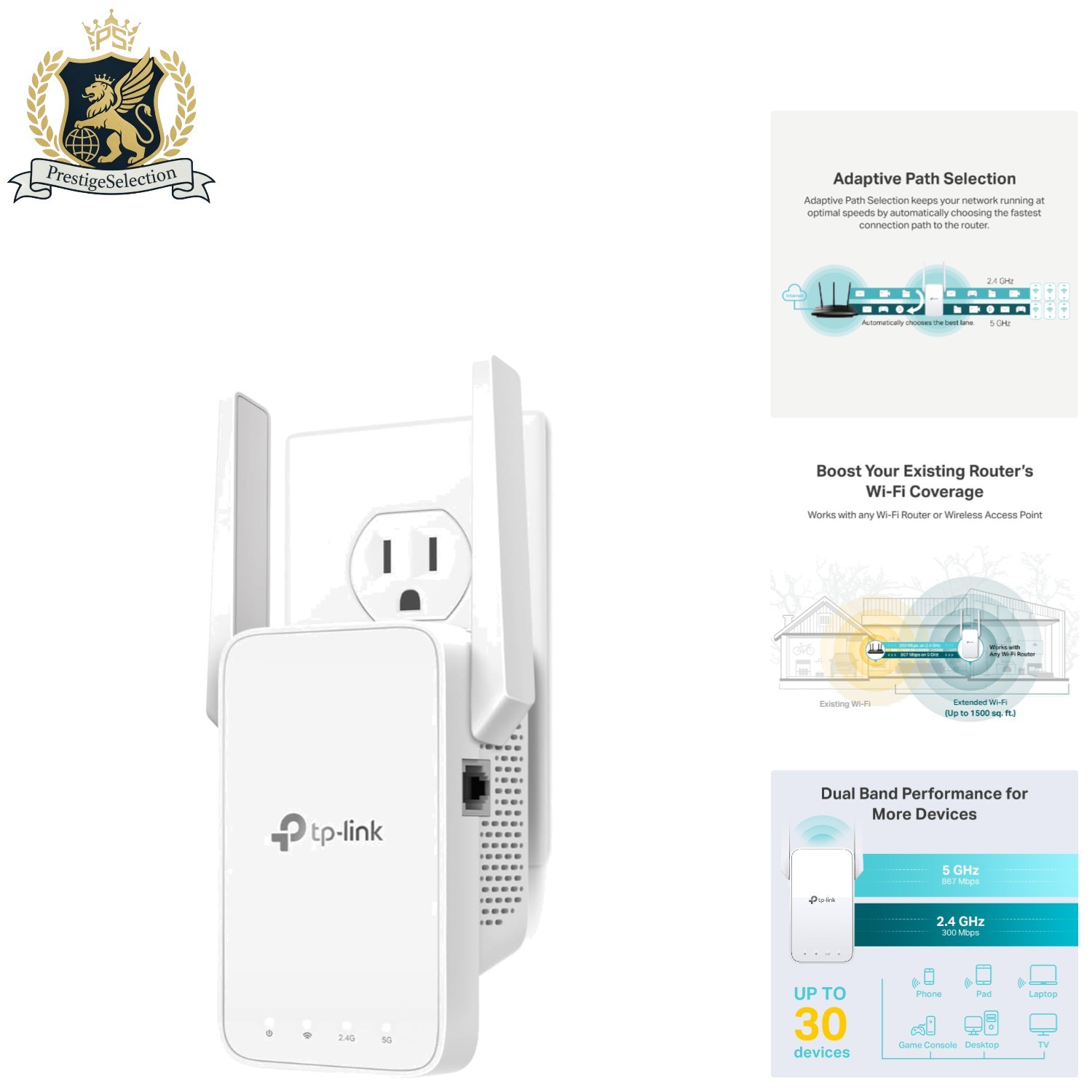 Reliable AC1200 WiFi Extender - Supports 32 Devices, One Ethernet Port