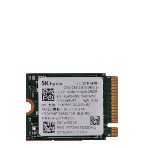 SK Hynix BC711 256GB M.2 2230 NVMe PCIe Internal SSD 0KFV6T HFM256GD3GX013N